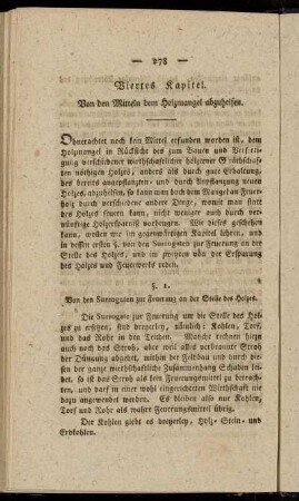 Viertes Kapitel. Von den Mitteln dem Holzmangel abzuhelfen.