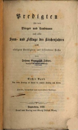 Predigten für den Bürger und Landmann auf alle Sonn- und Festtage des Kirchenjahres : nebst einigen Predigten auf besondere Feste, 1. Vom ersten Sonntage im Advent bis sechsten Sonntag nach Ostern