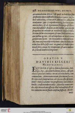 Oratio V: Davidis Kilgeri Neobvrgensis