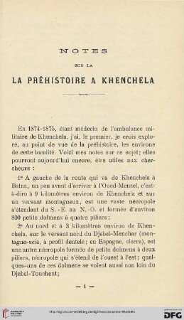 Sér. 5: Notes sur la préhistoire à Khenchela