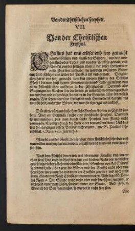 VII. Von der Christlichen Freyheit.