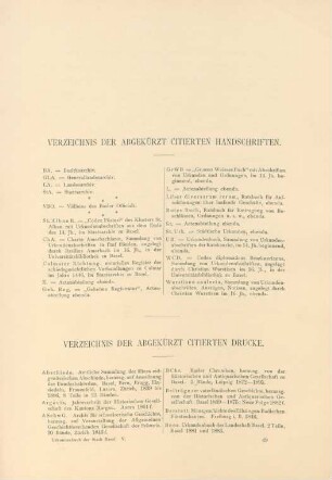 Verzeichnis der abgekürzt citierten Handschriften