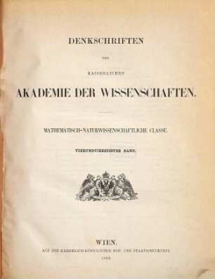 Denkschriften. 44. 1882
