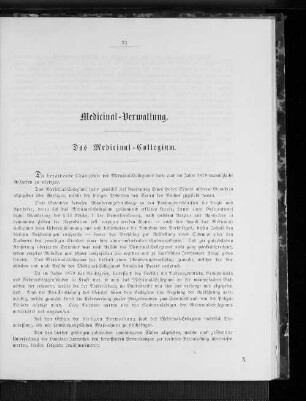 Medicinal-Verwaltung.