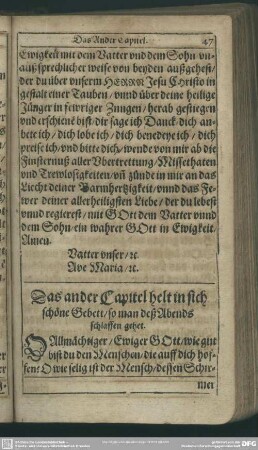 Das ander Capitel helt in sich schöne Gebett, so man deß Abends schlaffen gehet