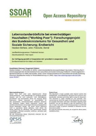 Lebensstandarddefizite bei erwerbstätigen Haushalten ("Working Poor"): Forschungsprojekt des Bundesministeriums für Gesundheit und Soziale Sicherung; Endbericht