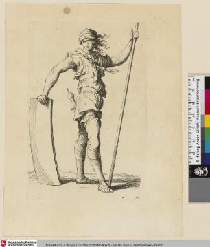 Salvator Rosa Invenit [Ein im Wind stehender Mann mit Stab und Schild]