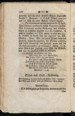 Silber- und Gold-Rechnung.
