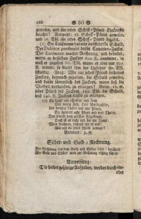 Silber- und Gold-Rechnung.