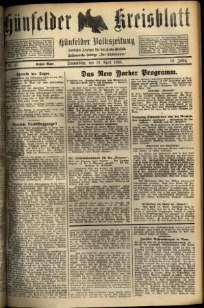 Erste Ausgabe vom Donnerstag, den 19. April 1928.
