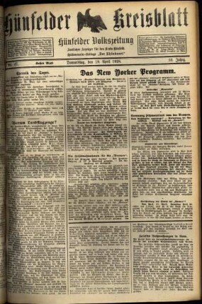 Erste Ausgabe vom Donnerstag, den 19. April 1928.