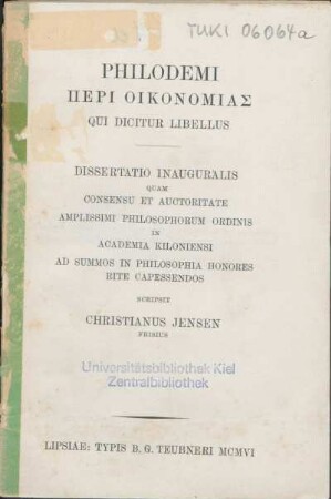 Philodemi peri oikonomias qui dicitur libellus