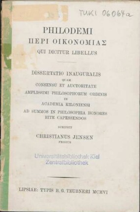 Philodemi peri oikonomias qui dicitur libellus