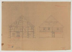 Schlalach (Kreis Zauch-Belzig): Hof Nichelmann. Bauernhaus (Giebelansicht, Querschnitt)