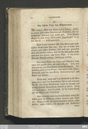IV. Am letzten Tage des Schulcursus.