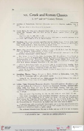 XIX. Greek and Roman Classics in 15th and 16th Century Editions (Nr. 425 - 440)