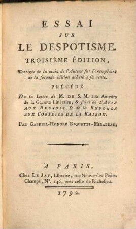 Essai sur le Despotisme