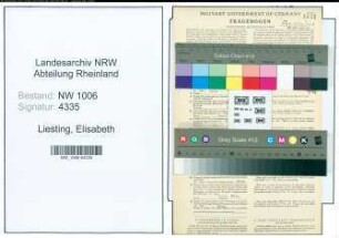 Entnazifizierung Elisabeth Liesting , geb. 14.10.1910 (Stenotypistin)