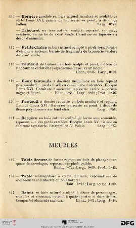 Meubles (Nr. 122-139)