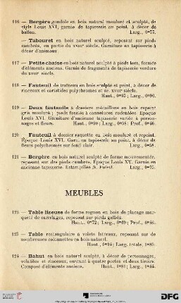 Meubles (Nr. 122-139)