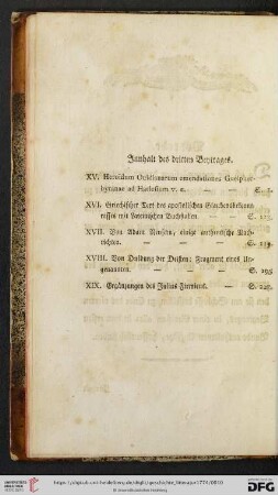 Innhalt des dritten Beytrages