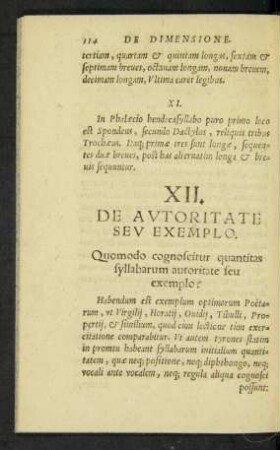 XII. De Autoritate Seu Exemplo.