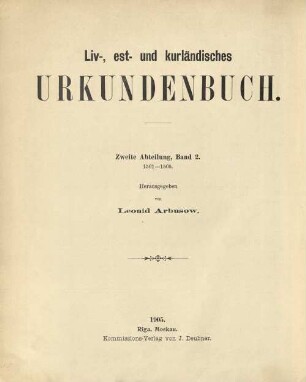 Liv-, est- und kurländisches Urkundenbuch : nebst Regesten, 2. Abteilung. 1501-1505