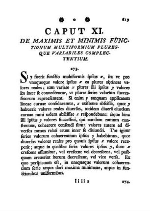 Caput XI. De Maximis Et Minimis Functionum Multiformium Pluresque Variabiles Complectentium.