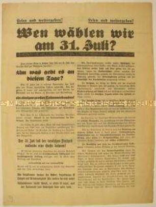 Programmatischer Wahlaufruf der Deutschnationalen Volkspartei zur Reichstagswahl 1932