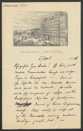 Brief an Ludwig Strecker  an B. Schott's Söhne : 27.04.1888