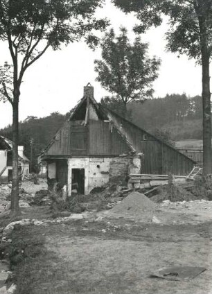 Schönwald (Krásny Les). Hochwasserkatastrophe im obersten Gottleubatal 08./09.07.1927. Zerstörte Häuser