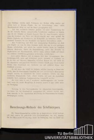 Berechnungs-Methode des Schiffskörpers.