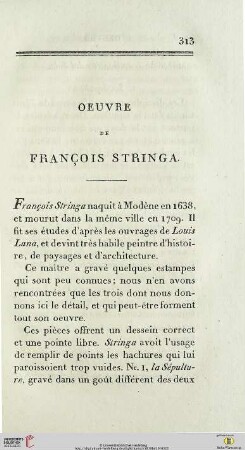 Oeuvre de François Stringa