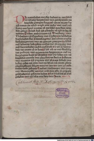 Ob einem mann sey zu nemen ein eelich weib oder nit : Gewidmet dem Rat der Stadt Nürnberg, 1.1.1472.