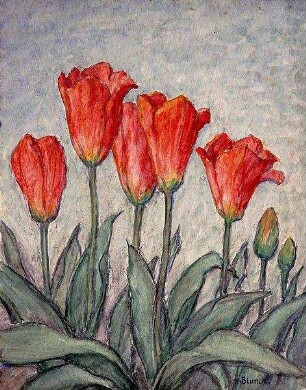 Fünf aufgeblühte Tulpen