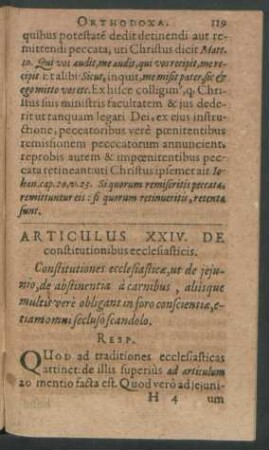 Articulus XXIV. De constitutionibus ecclesiasticis.