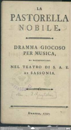 Die adliche Schäferin : Ein musikalisches Lustspiel für das Churfürstlich-Sächsische Theater