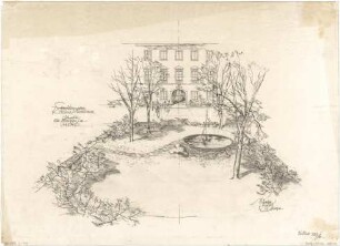 Gsaenger, Gustav; München, Theatinerstr.; Bayerisches Kultusministerium, Erweiterung - Erweiterungsbau, Brunnen- u. Gartengestaltung, Brunnen Westhof (Vogelperspektive)