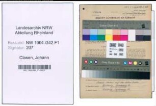 Entnazifizierung Johann Clasen , geb. 07.11.1909 (Kesselbauingenieur)