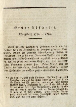 Erster Abschnitt. Königsberg 1776 - 1796.