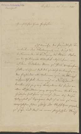 Brief an Jacob Grimm und Wilhelm Grimm : 26.06.1830-23.10.1852