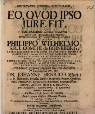 Diss. de eo quod ipso iure fit
