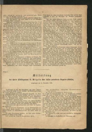 Mitteilung des Herrn Civilingenieur G. Weigelin über dessen patentierte Regulier-Füllöfen