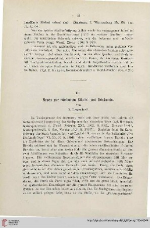1: Neues zur römischen Städte- und Ortskunde