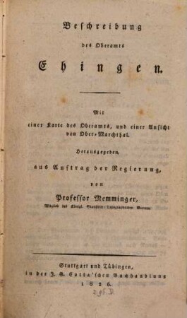Beschreibung des Oberamts Ehingen
