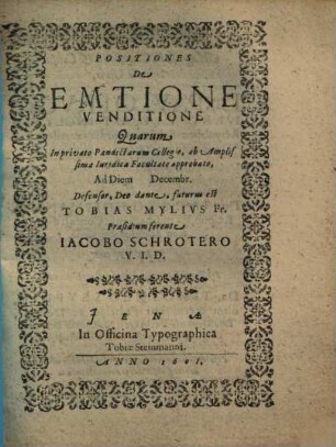 Positiones de emtione venditione