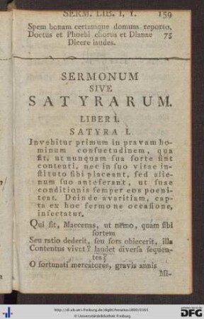 Sermonum Sive Satyrarum Liber I.