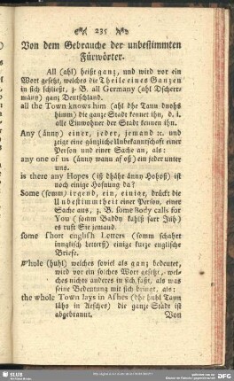 Von dem Gebrauche der unbestimmten Fürwörter