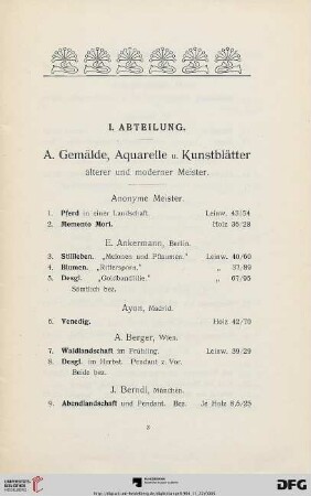 I. Abteilung (Nr. 1-562)