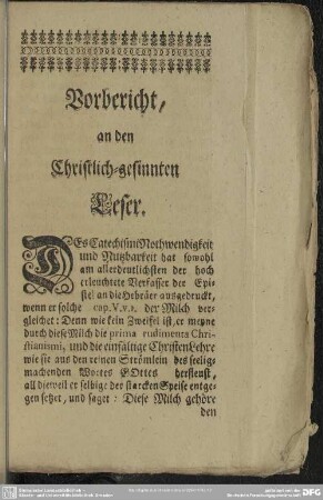 Vorbericht, an den Christlich-gesinnten Leser